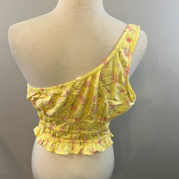 NWOT BP Floral‎ One-Shoulder Crop Top in Yellow Lemonade Sophie Floral (M) - Picture 5 of 9